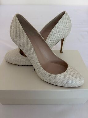 LK Bennett Cream Woven Pointed Toe Pumps